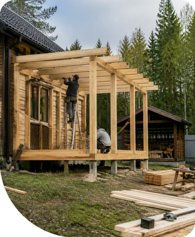 Строительство пристроек и построек на участке в Чернушке