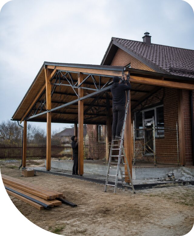 Пристройка навеса к дому и участку в Чернушке под ключ